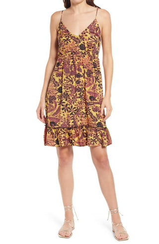 Raga Tropic Royalty Floral Ruffle Minidress in Purple