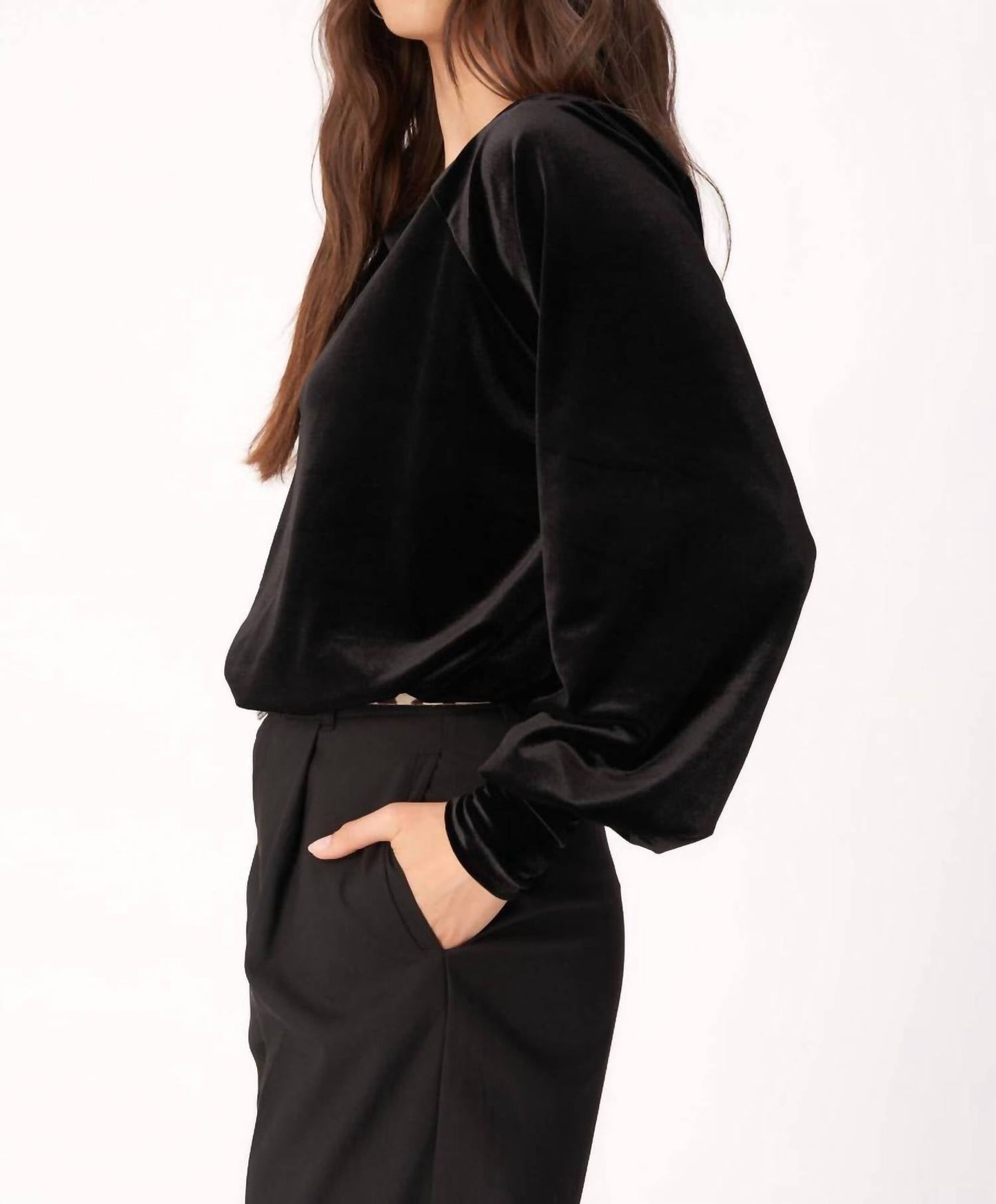 Project Social T - HAZY VELVET LONG SLEEVE TOP