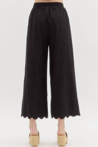 Entro - Scallop Hem Wide Leg Pant