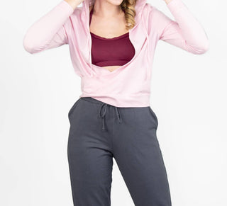 Body Wrappers - Long Sleeve Cropped Criss Cross Hoodie