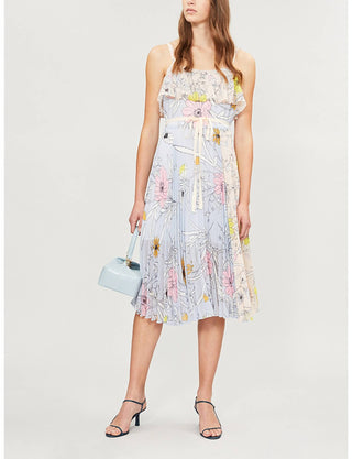 Topshop - Vestido midi plissado com estampa floral