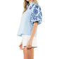 Thml - Embroidered Puff Sleeve Textured Top