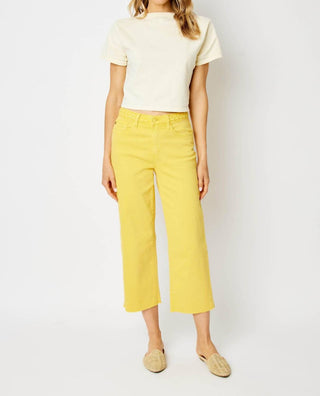 Judy Blue - Calça jeans curta com cintura alta, trançada e perna larga