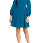 Eliza J Long Sleeve A-Line Dress - Teal