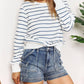 Double Take - Striped Long Sleeve Round Neck Top