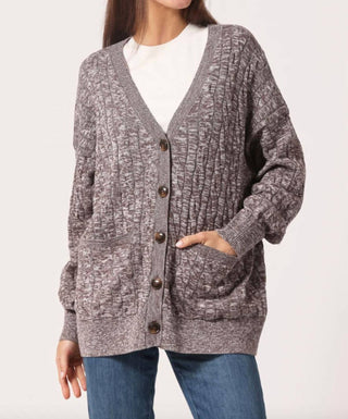 Minnie Rose - Cardigan de algodão grande mesclado com cabo