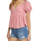 Entro - Bubble Sleeve Babydoll Top