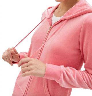 Juicy Couture - Moletom com capuz Robertson de veludo com logotipo tradicional