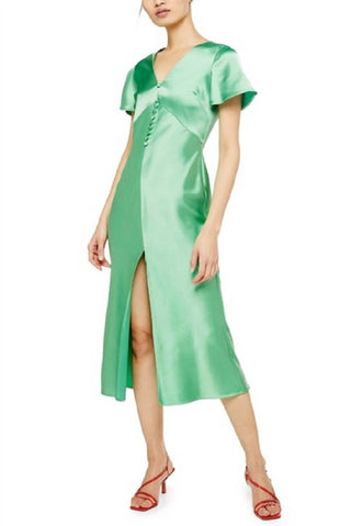 Topshop - Vestido midi de cetim com corte enviesado e manga anjo