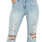 Risen - High Rise Distressed Flare Jeans