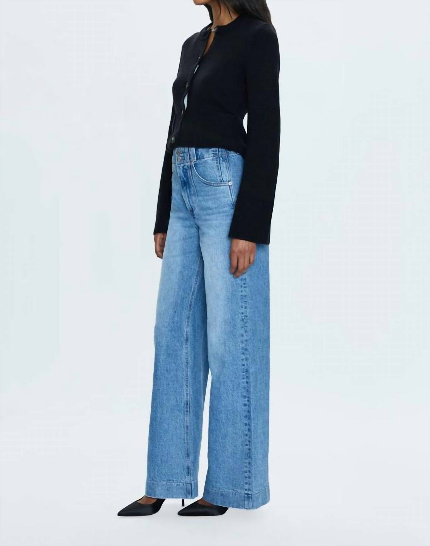 Pistola - Lana Double Button High Rise Ultra Wide Leg Jeans