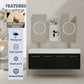 Modern Wall Mounted Bathroom Vanity With Resin Sink and Storage Rack