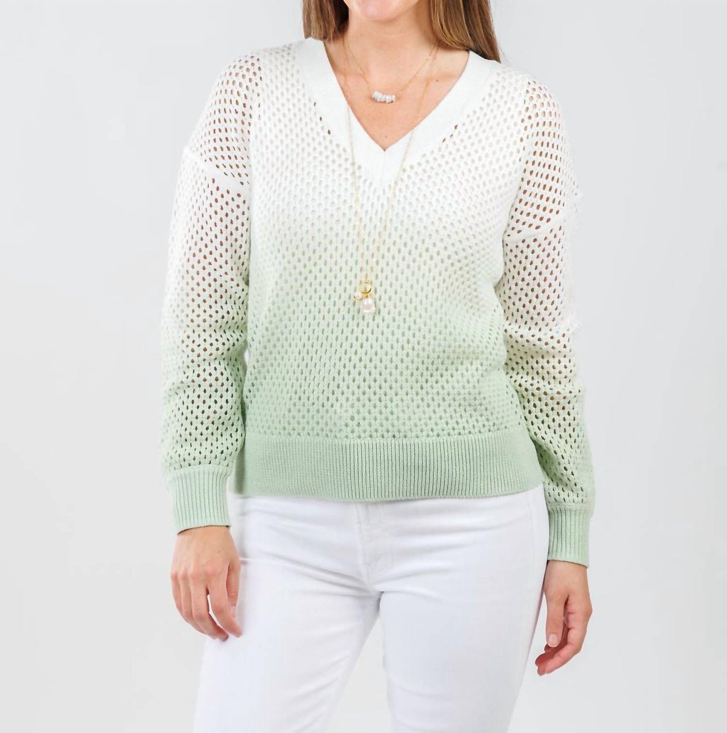 J. Society - Women's Ombre Mesh V Neck Sweater