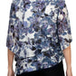 Alex Evenings - 3/4 Sleeve Asymmetrical Triple Tier Hem Chiffon Top
