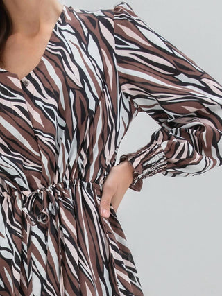 Vestido midi com estampa abstrata Marble