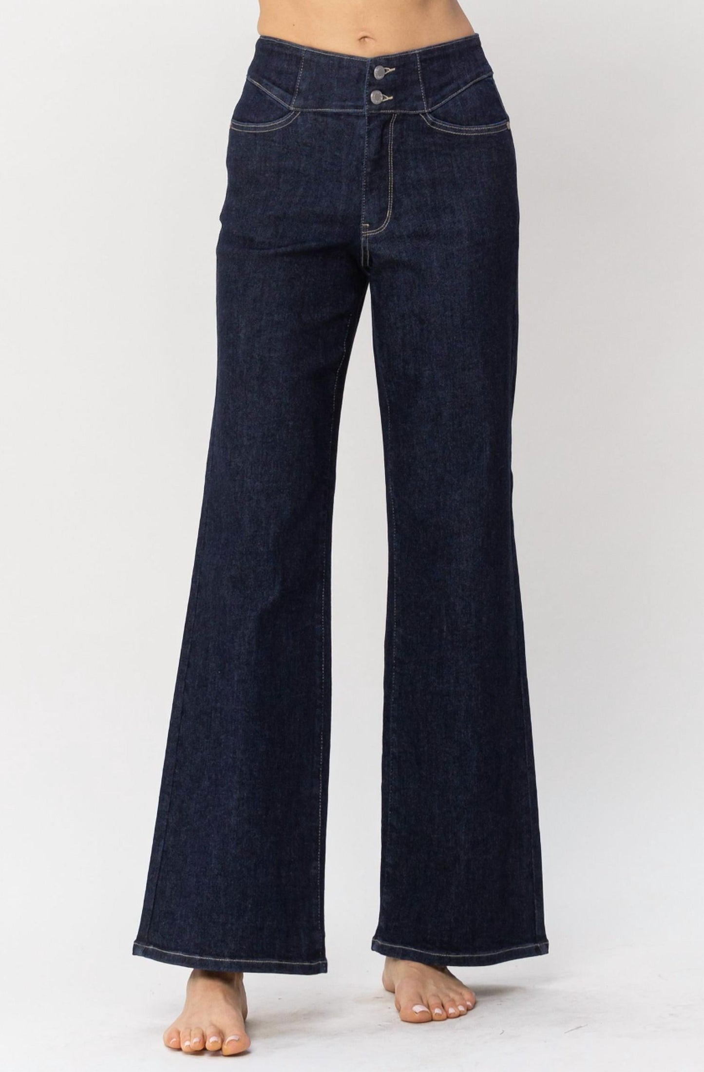 Judy Blue - High Waist Rinse Wash Geometric Waistband Jeans
