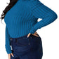Trendsi - Ribbed Mock Neck Top With Puff Sleeves