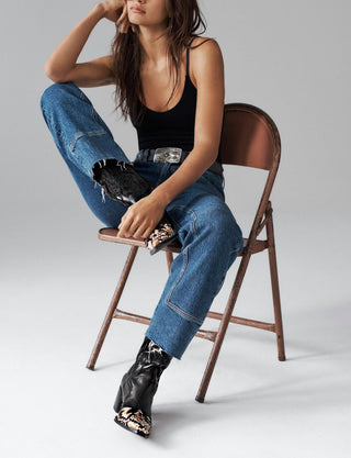 Free People - Calça Jeans Reta Risk Taker de Cintura Média