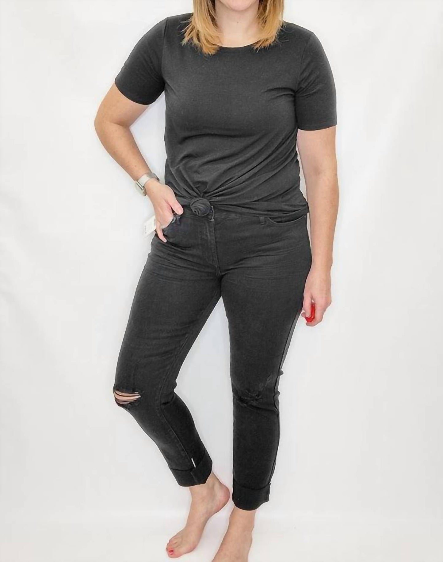 Judy Blue - Mid Rise Destroyed Slim Fit Jeans