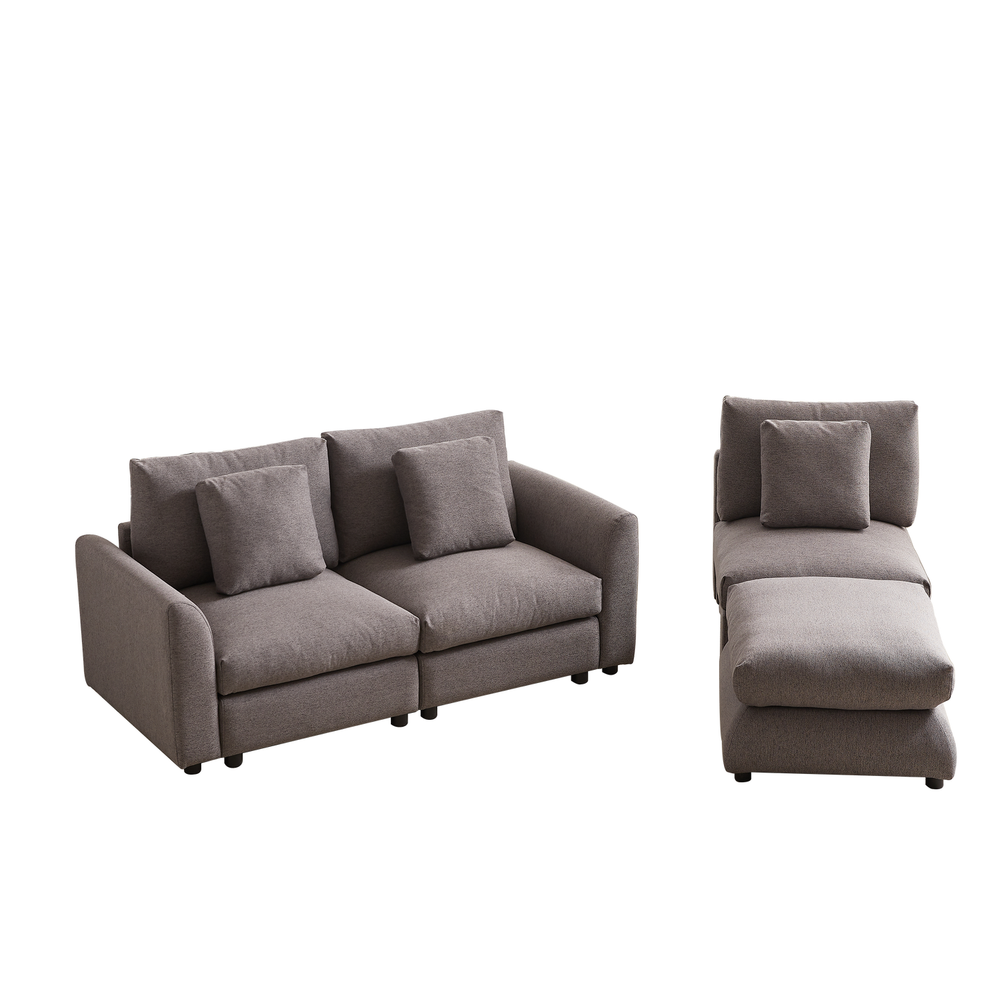 102.2 Inch Combination Modular Sofa with Ottoman Grey