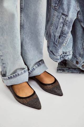 Free People - Sapatos Jules Flat com Glitter Transparente para Mulher