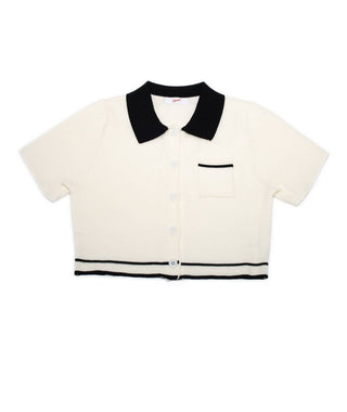 8Apart - Cam Crop Collared Sweater