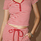Bailey Rose - Striped French Terry Button Up Top