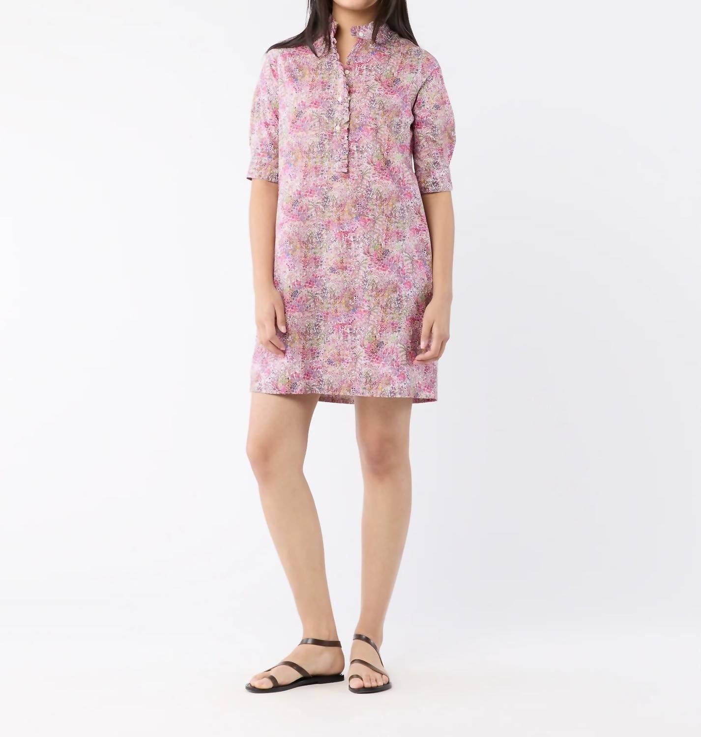 Ann Mashburn - Elbow-Sleeve Frill Dress