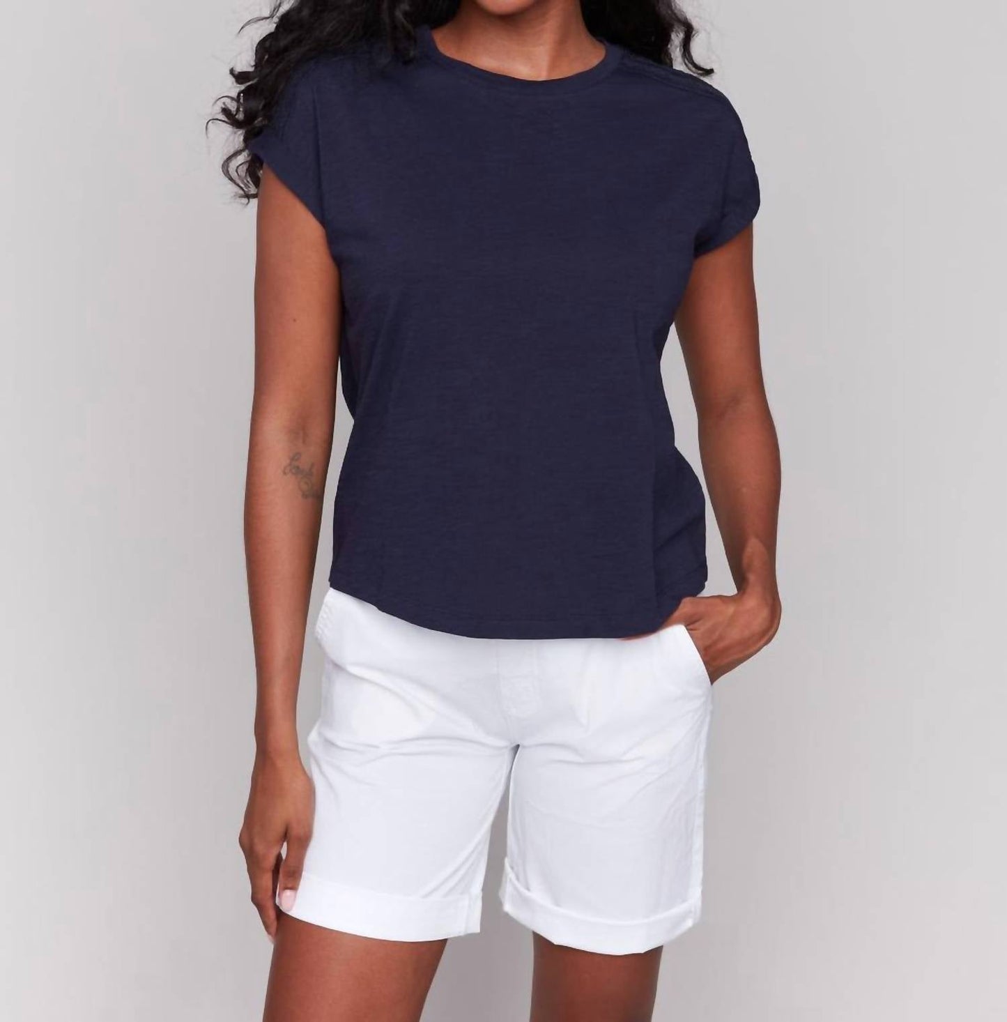 Charlie B - Drop Shoulder Crew Neck Top