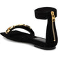 Good American - Women's Square Toe Ankle Strap Sandals With Gold Chain Detail