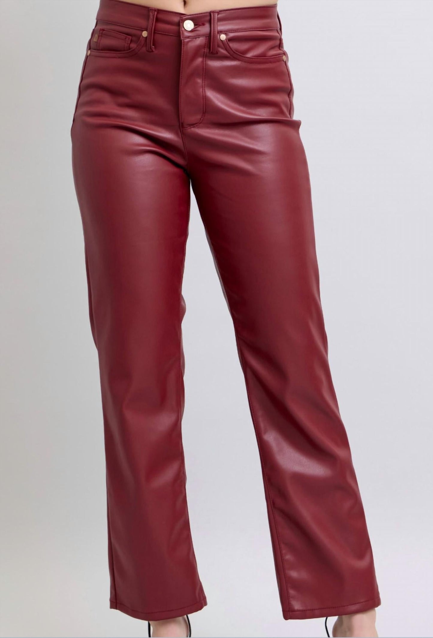 Judy Blue - Tummy Control Faux Leather Straight Pants