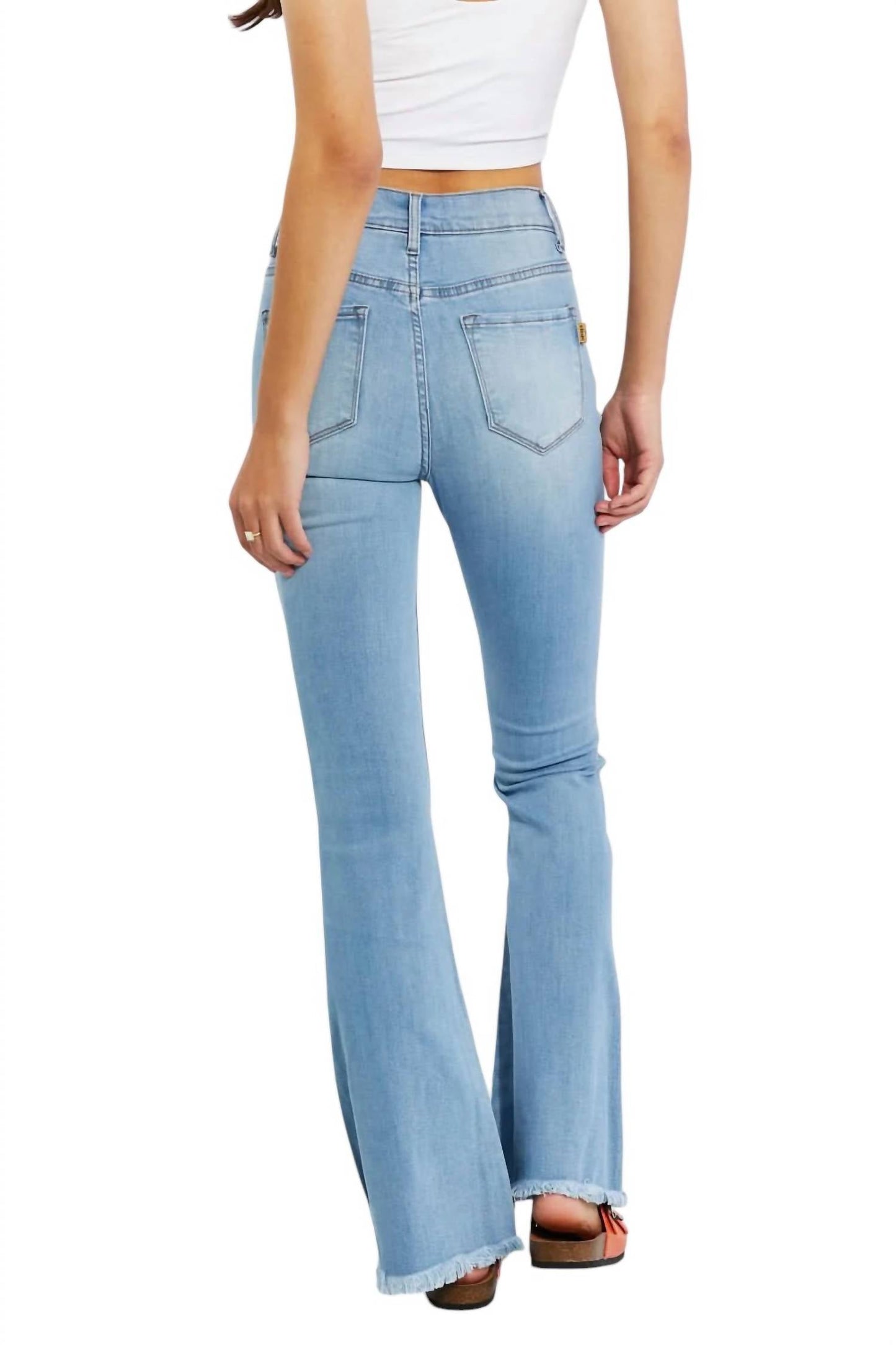 Vibrant Miu - Full Size Jess Button Flare Jeans