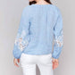Charlie B - Cotton-linen Button-front Blouse With Embroidery