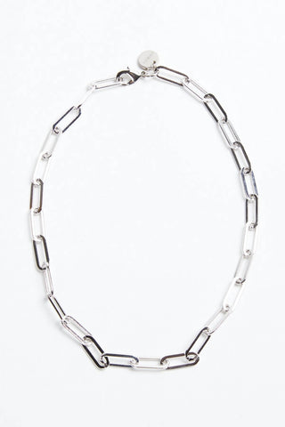 Eklexic - SILVER LARGE ELONGATED LINK CHAIN NECKLACE
