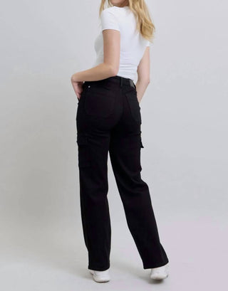 Judy Blue - Calça Jeans Cargo de Perna Larga