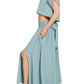 Trendsi - Zenana Heavy Woven Span Crop Tee & Skirt Set