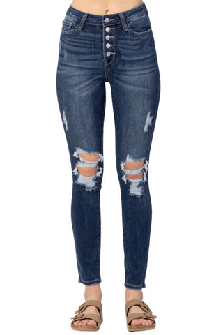 Judy Blue - Calça jeans skinny com blazer e botões