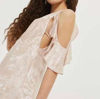 Topshop - Vestido longo com estampa de folha brilhante