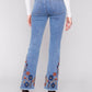 Charlie B - Colorfully Embroidered Flare Denim Pants