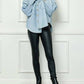Trendsi - Veveret Button Up Dropped Shoulder Denim Top