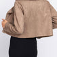 Active Basic - Women's Lapel Collar Fur Detail Faux Suede Biker Jacket