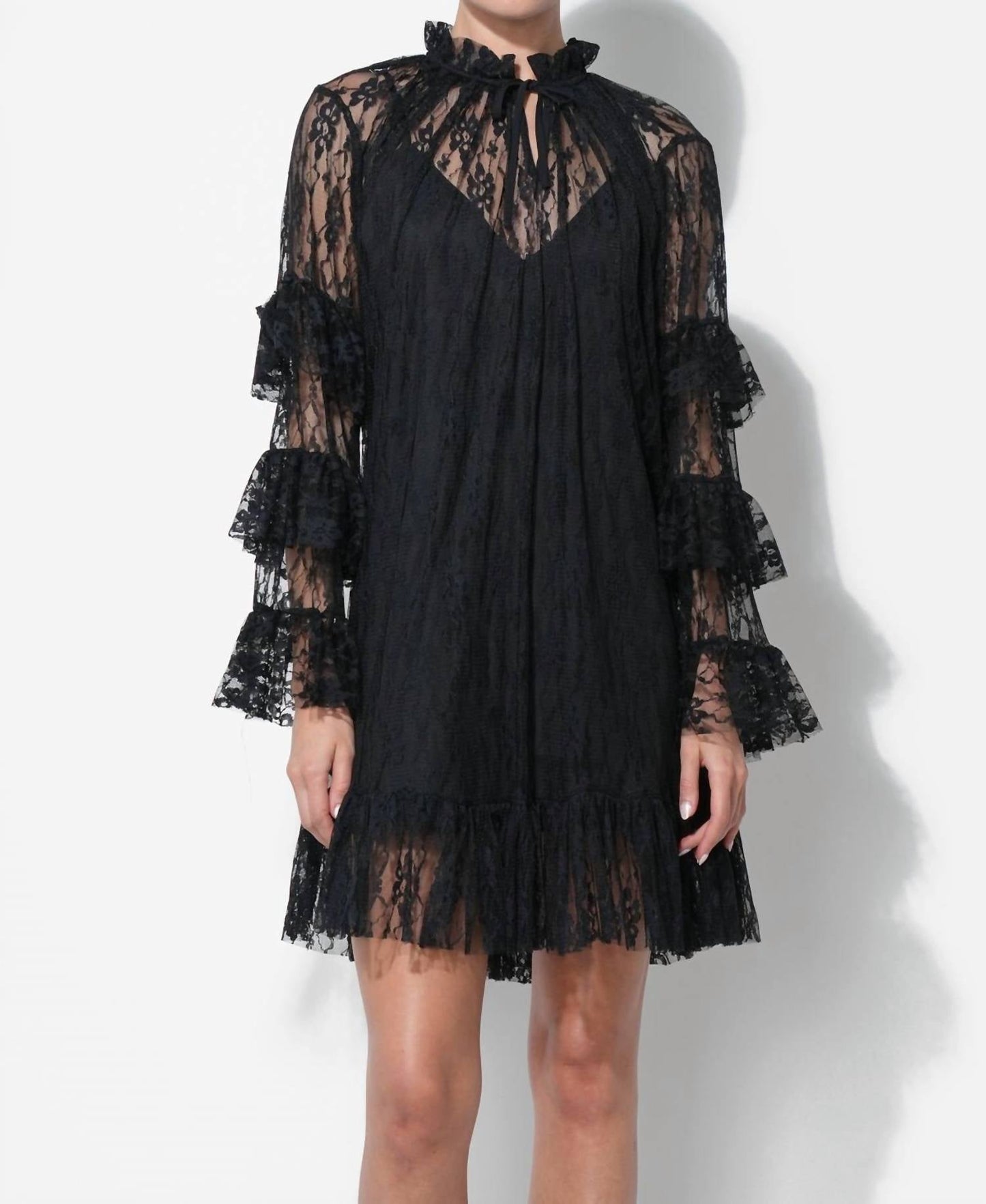 Adelyn Rae - Lorena Lace Ruffled Shift Dress