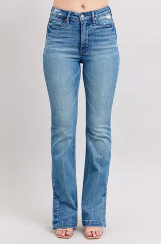 Judy Blue - Calça jeans bootcut com fenda lateral e controle de barriga