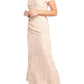Adrianna Papell - V-neck Pleated Gathered Side Matelasse Dress