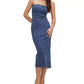 Good American - Denim Tube Midi Dress