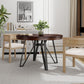 Mid Century Modern Round Dining Table with Metal Legs and Open Shelf