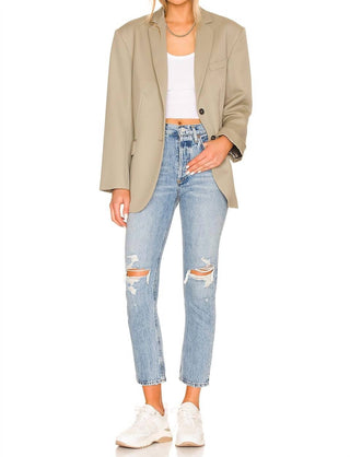 Agolde - Calça jeans curta reta Riley de cintura alta