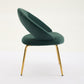 Velvet Fabric Dining Chair with Curved Backrest and Golden Metal Legs