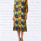 Calypso - Abstract Leaf Print Woven Midi Dress