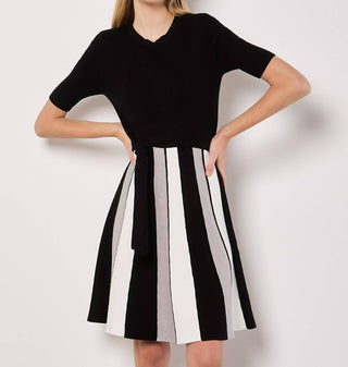 Apricot - Monochrome Stripe Knitted Mini Dress